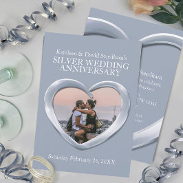 Convite de foto de coração de bodas de prata 25º a