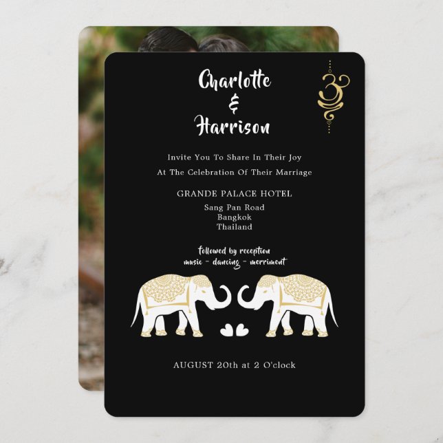 Convite de Foto de Destino de Casamento da Tailând (Frente/Verso)