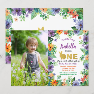 convite de foto de festa de primeiro aniversário d