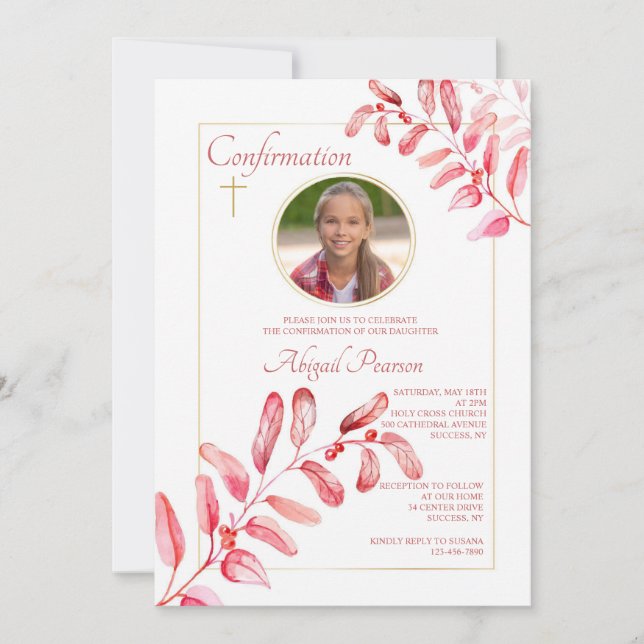 Convite de Foto de Folhas Pintadas (Frente)