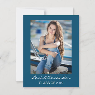 Convite de Foto de Formatura Azul Marinho Moderno