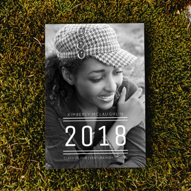 Convite de Foto de Formatura Clássico Preppy | Bra (Classic Preppy Graduation Photo Invite - White)