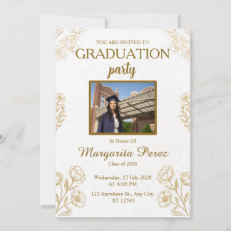 Convite de Foto de Formatura com Arco de Flores Do