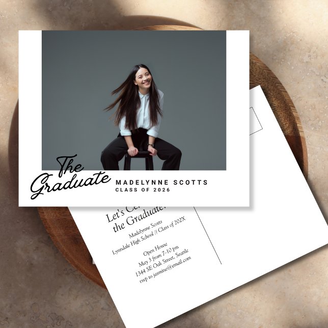 Convite de Foto de Formatura com Estilo Simples (Criador carregado)