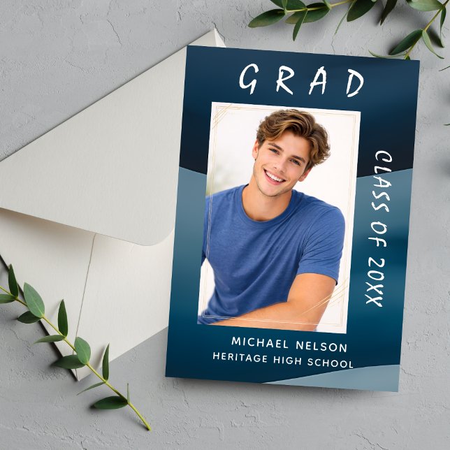 Convite de Foto de Formatura com Fundo Azul Oceano (mockup1 back)