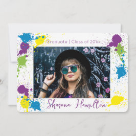 Convite de foto de graduação Chic Artistic Spatter