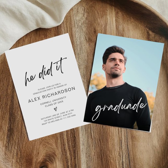 Convite de Foto de Graduação Ele Fez Isso (Criador carregado)