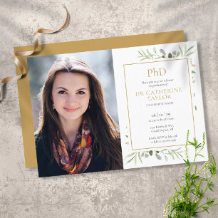 Convite de Foto de Graduação em Verde com Diploma 