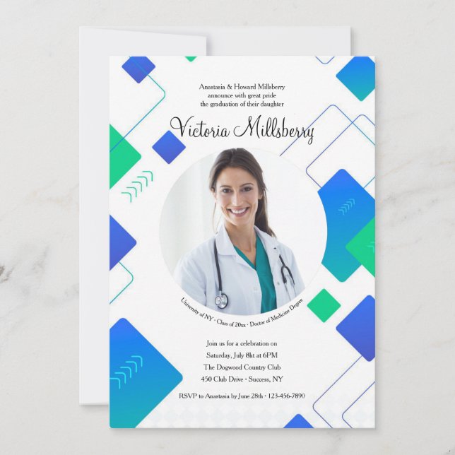 Convite de Foto de Graduado Moderno (Frente)
