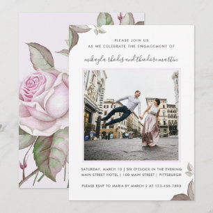 Convite de Foto de Noivado de Casamento de Rosas R