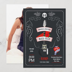 Convite de foto de quadro-negro de casamento de Ro
