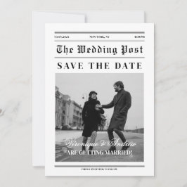Convite de Foto de Save the Date no Estilo Jornal