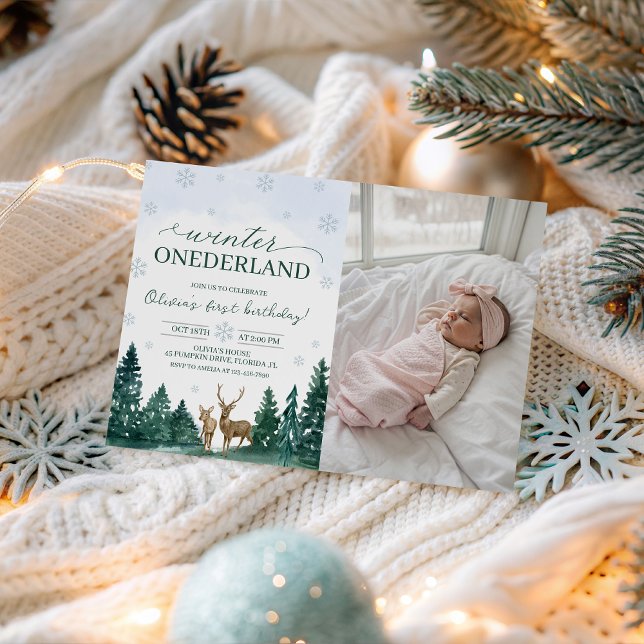Convite de Foto do Veado do Inverno ONEderland (Criador carregado)