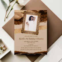 Convite de Foto em Ágata Marrom Elegante