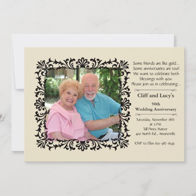 Convite de Foto Floral Formal Antigo (Frente)