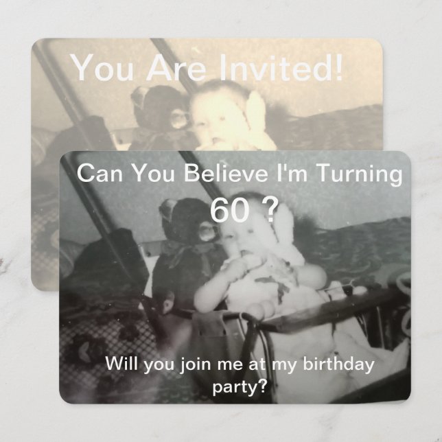 Convite de Foto Infantil para 60 Anos 'Você Acredi (Frente/Verso)