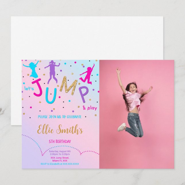Convite de Foto Let's Jump (Frente/Verso)