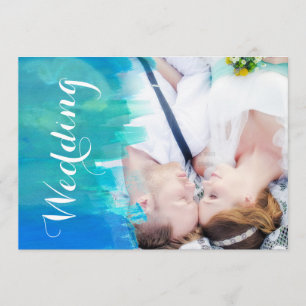 Convite de Foto Moderno de Aquarela para Casamento