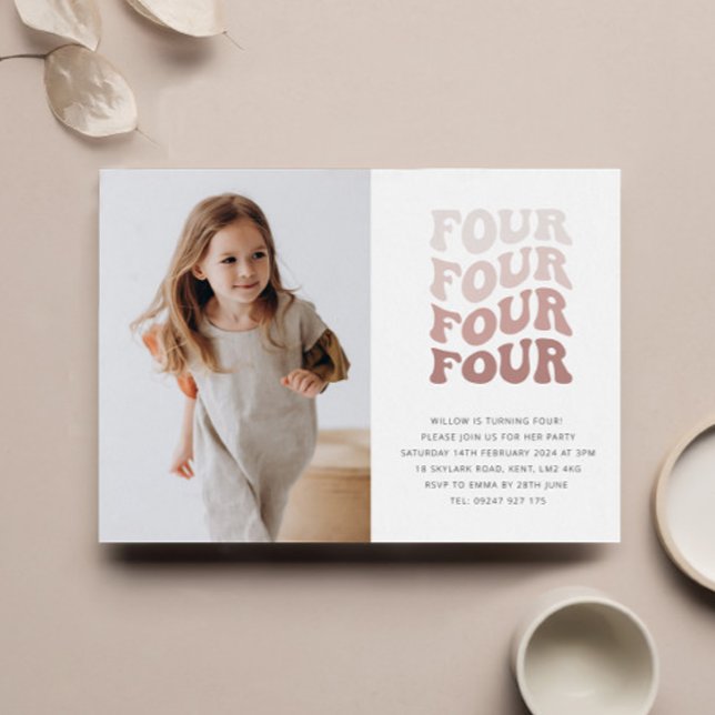 Convite de Foto Paisagem com Tom Rosado Retrô (Criador carregado)