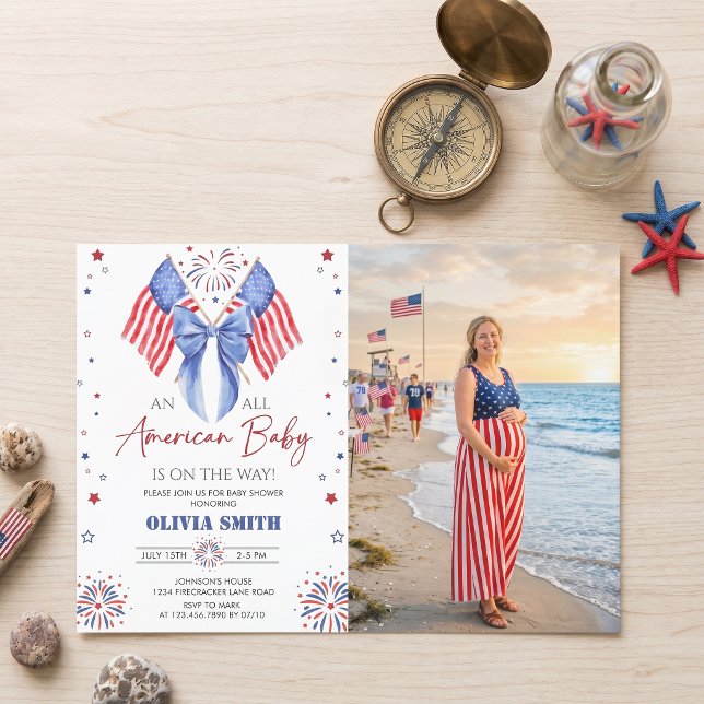 Convite de Foto para Chá de Bebê All American (Criador carregado)
