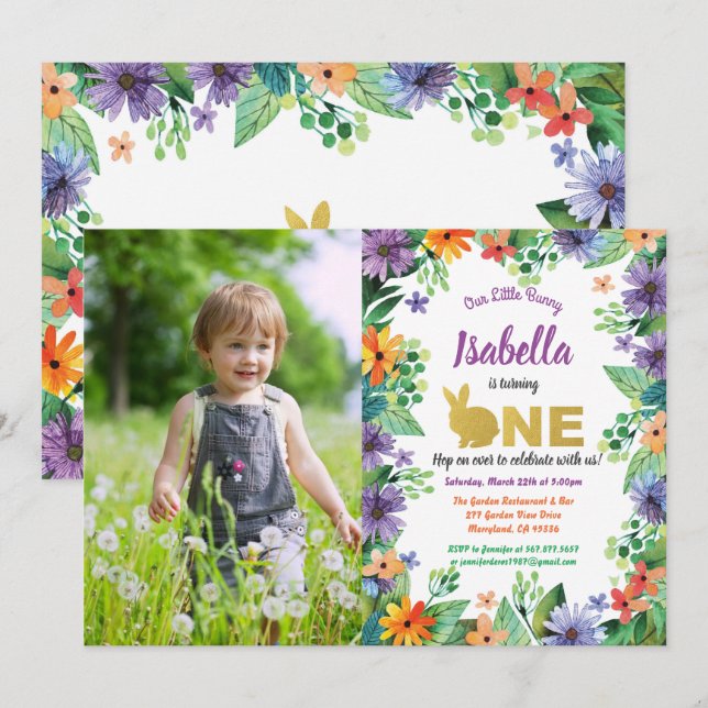 Convite de foto para festa de 1 ano com tema de Pá (Frente/Verso)