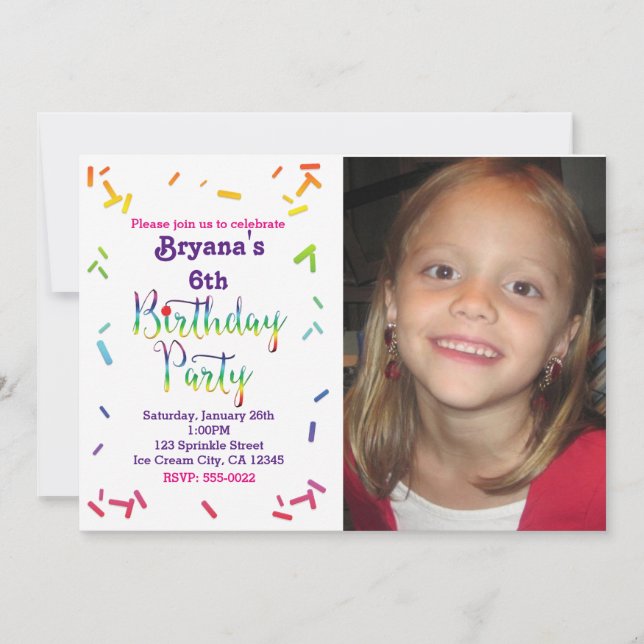 Convite de Foto para Festa de Aniversário com Chuv (Frente)