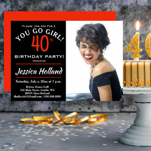 Convite de Foto para Festa de Aniversário de 40 an