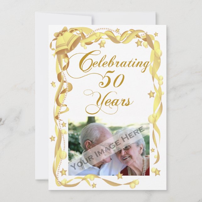 Convite de Foto para Festa de Aniversário de 50 An (Frente)