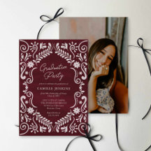 Convite de Foto para Festa de Formatura Burgundy