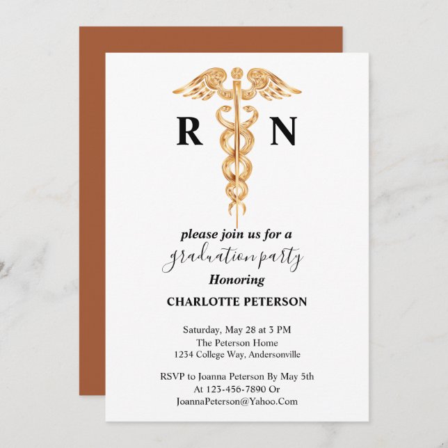 Convite de Foto para Festa de formatura de Enferme (Frente/Verso)