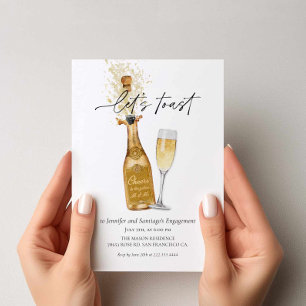 Convite de Foto para Festa de Noivado Let's Toast