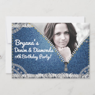 Convite de Foto para Festa Denim & Diamonds Jean Z