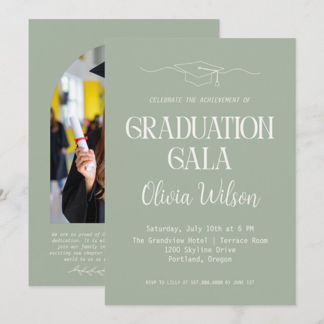 Convite de Foto para Gala de Formatura Moderna (Frente/Verso)
