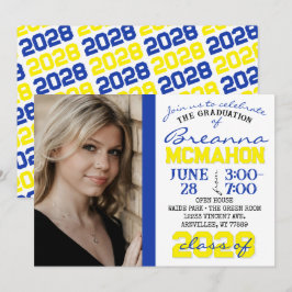 Convite de Foto para Graduação Azul, Amarelo e Bra