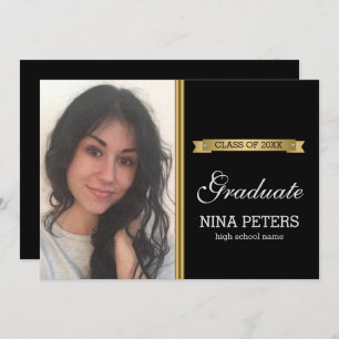 Convite de Foto para Graduação em Preto Clássico