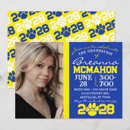 Convite de Foto para Graduação Pawprint Azul e Ama