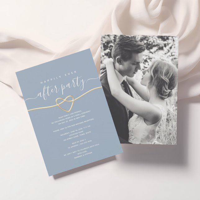 Convite de Foto para Recepção de Casamento em Azul (Criador carregado)