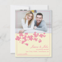 Convite de Foto para Salvar a Data com Flores de C