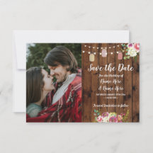 Convite de Foto para Salvar a Data Rústico em Jarr