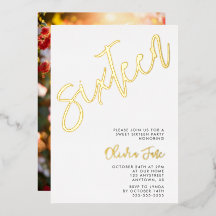 Convite de Foto para Sweet 16 Minimalista Moderna