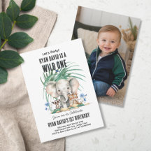 Convite de Foto Personalizado Safari Wild One
