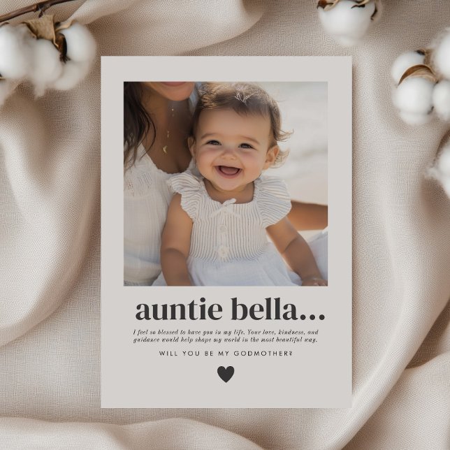 Convite de Foto Quadrado da Tia Madrinha (Auntie Godmother Square Photo Card)