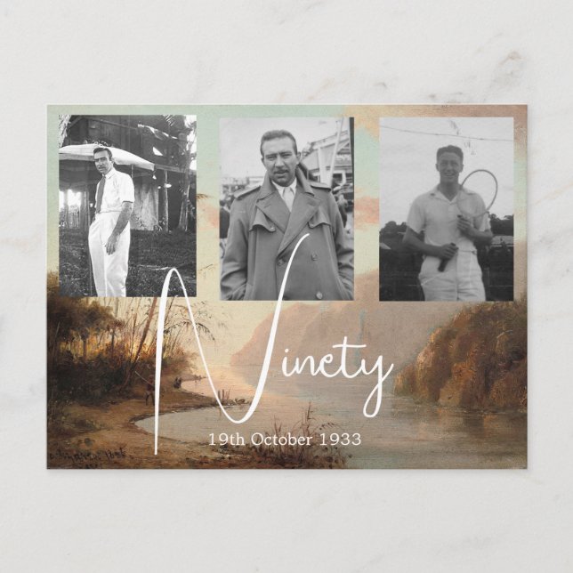 Convite de foto tropical de aniversário de 90 anos (Frente)