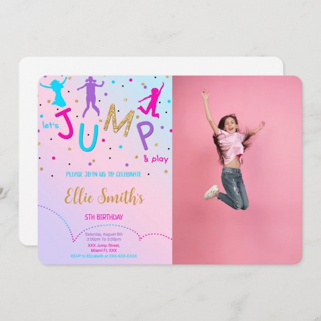 Convite de Foto Vamos Saltar (Frente/Verso)