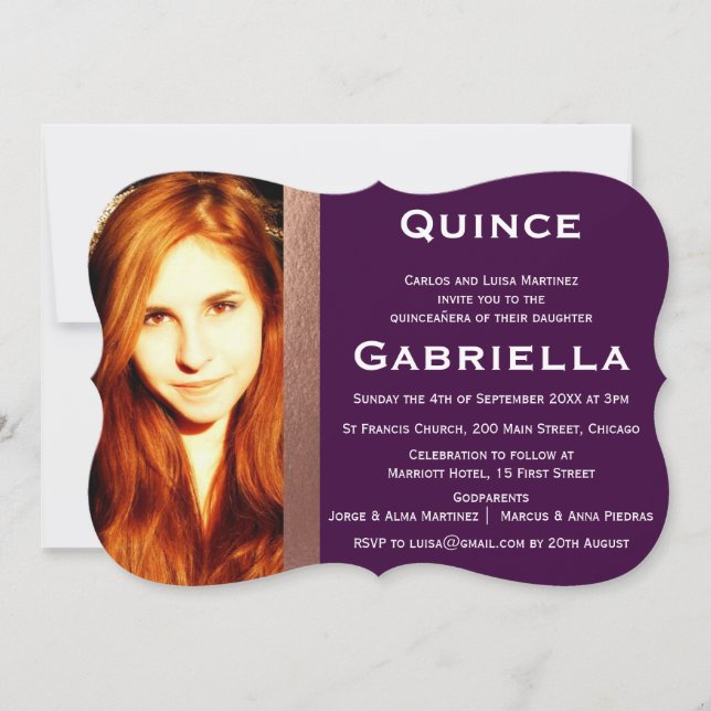 Convite de Fotografia Bilíngue de Quinceañera de D (Frente)