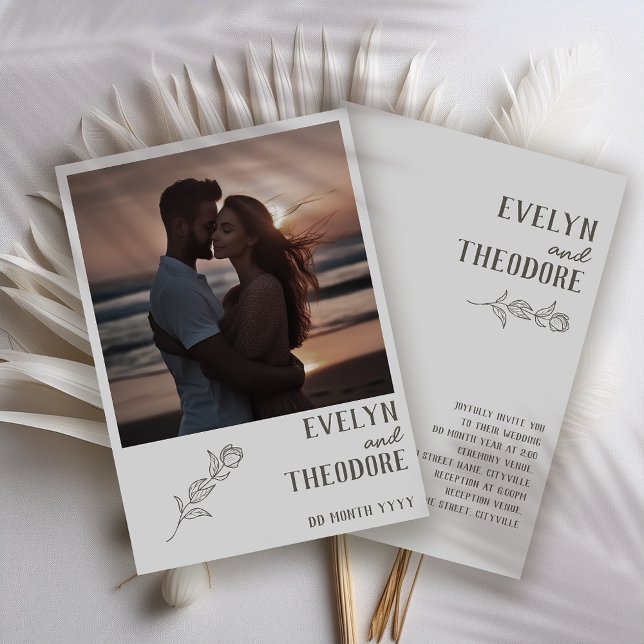 Convite de Fotografia da Flor de Arte Neutra Elega (Criador carregado)