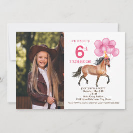 Convite de Fotografia de aniversário de Cavalo Ros