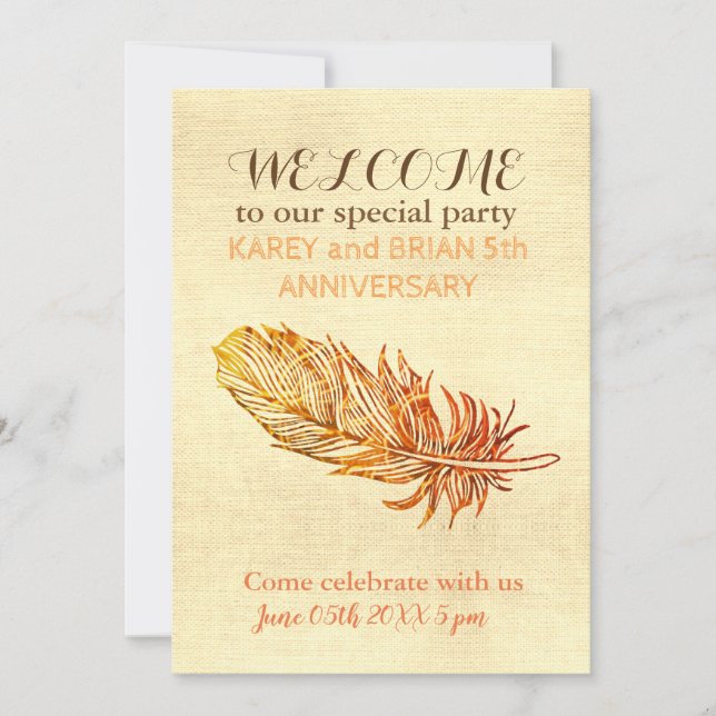 Convite de Fotografia de Canvas de Folha do ouro (Frente)