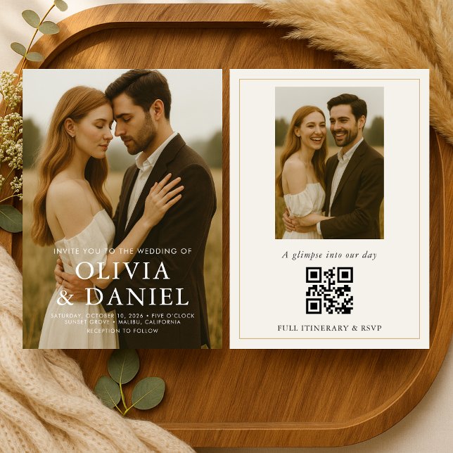 Convite de Fotografia de Casamento Simples e Moder (Criador carregado)