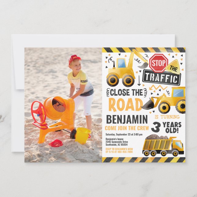 Convite de Fotografia de Construção de Festa de an (Frente)